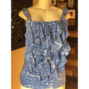 Banana Republic blue ruffled tank